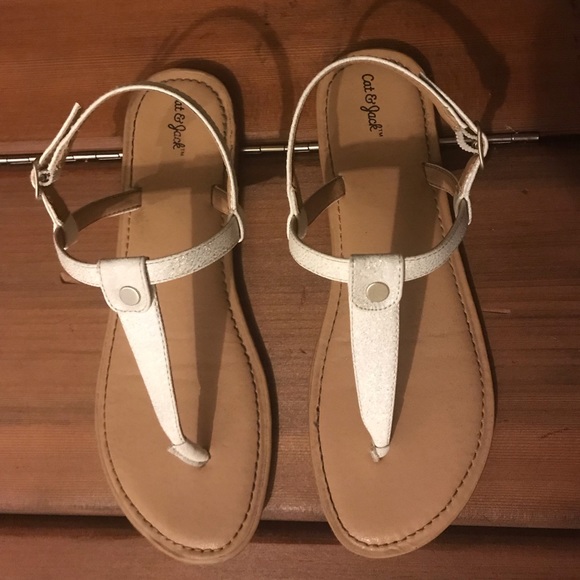 Near new Cat & Jack white sparkle sandals - Picture 4 of 7